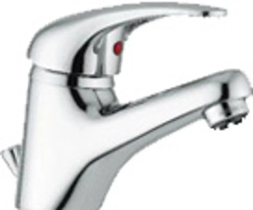 Verchromte Einhebel-Waschtischarmatur von Bosch, ausgestattet mit einem Hebel zur Regelung von Wasserfluss und Temperatur.